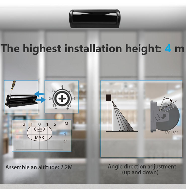 Einstellbarer Mikrowellen-Bewegungssensor für automatische Türsysteme